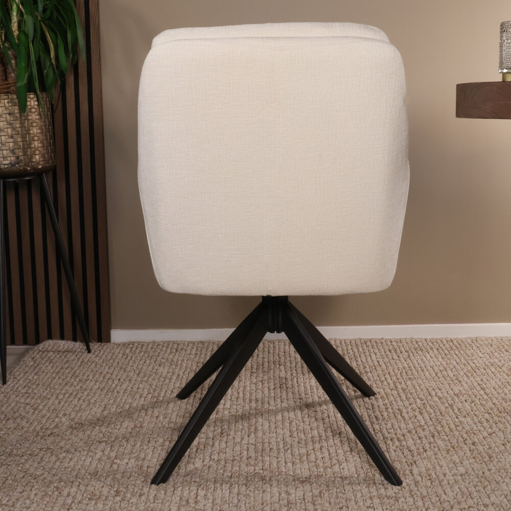 Eetkamerstoel draaibaar Lieve ribstof wit draaibare eetstoel Eetkamerstoel draaibaar Lieve ribstof wit draaibare eetstoel