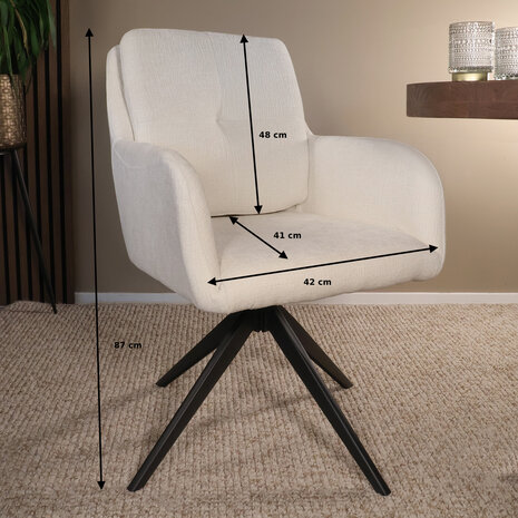 Lizzely Garden & Living Eetkamerstoel draaibaar Lieve ribstof wit draaibare eetstoel Lizzely Garden & Living Eetkamerstoel draaibaar Lieve ribstof wit draaibare eetstoel