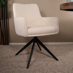 Lizzely Garden & Living Eetkamerstoel draaibaar met armleuning Nola gebroken wit Lizzely Garden & Living Eetkamerstoel draaibaar met armleuning Nola gebroken wit