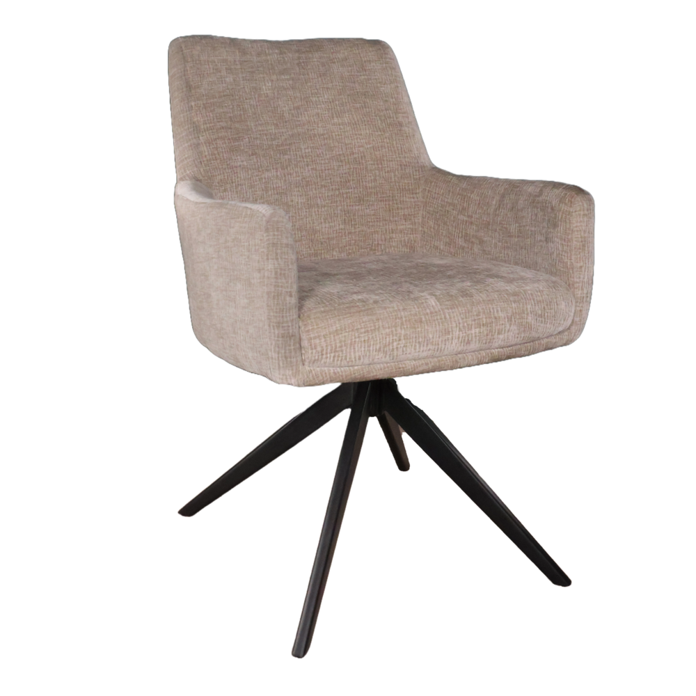 Eetkamerstoel draaibaar met armleuning Nola taupe Eetkamerstoel draaibaar met armleuning Nola taupe