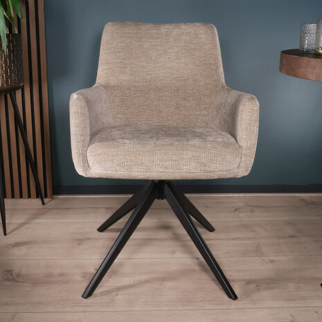 Lizzely Garden & Living Eetkamerstoel draaibaar met armleuning Nola taupe Lizzely Garden & Living Eetkamerstoel draaibaar met armleuning Nola taupe