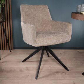 Lizzely Garden & Living Eetkamerstoel draaibaar met armleuning Nola taupe Lizzely Garden & Living Eetkamerstoel draaibaar met armleuning Nola taupe