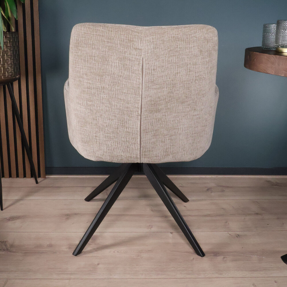 Eetkamerstoel draaibaar met armleuning Nola taupe Eetkamerstoel draaibaar met armleuning Nola taupe