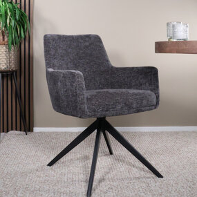 Lizzely Garden & Living Eetkamerstoel draaibaar met armleuning Nola zwart Lizzely Garden & Living Eetkamerstoel draaibaar met armleuning Nola zwart