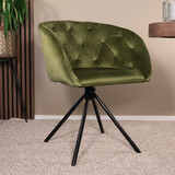 Lizzely Garden & Living Eetkamerstoel draaibaar Willow olijfgroen velvet eetstoel Lizzely Garden & Living Eetkamerstoel draaibaar Willow olijfgroen velvet eetstoel