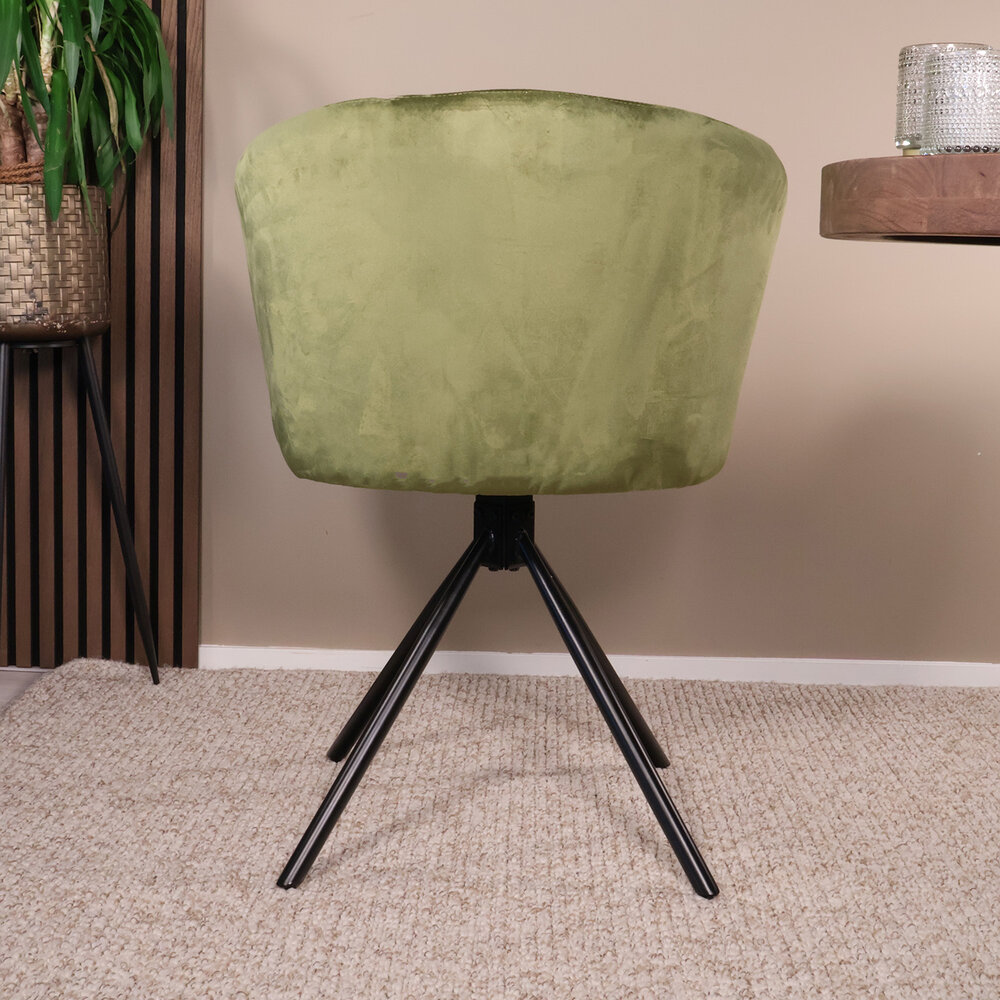 Eetkamerstoel draaibaar Willow olijfgroen velvet eetstoel