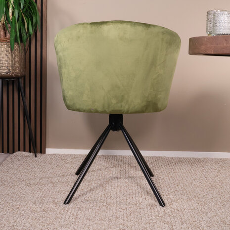 Lizzely Garden & Living Eetkamerstoel draaibaar Willow olijfgroen velvet eetstoel