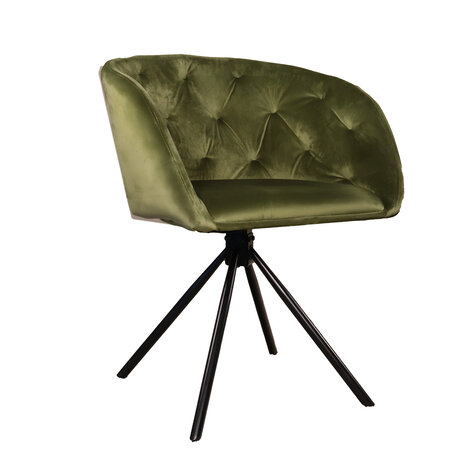 Lizzely Garden & Living Eetkamerstoel draaibaar Willow olijfgroen velvet eetstoel