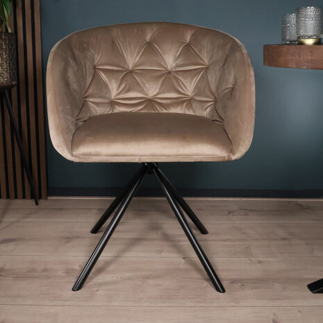 Lizzely Garden & Living Eetkamerstoel draaibaar Willow taupe velvet eetstoel draaibare stoel Lizzely Garden & Living Eetkamerstoel draaibaar Willow taupe velvet eetstoel draaibare stoel
