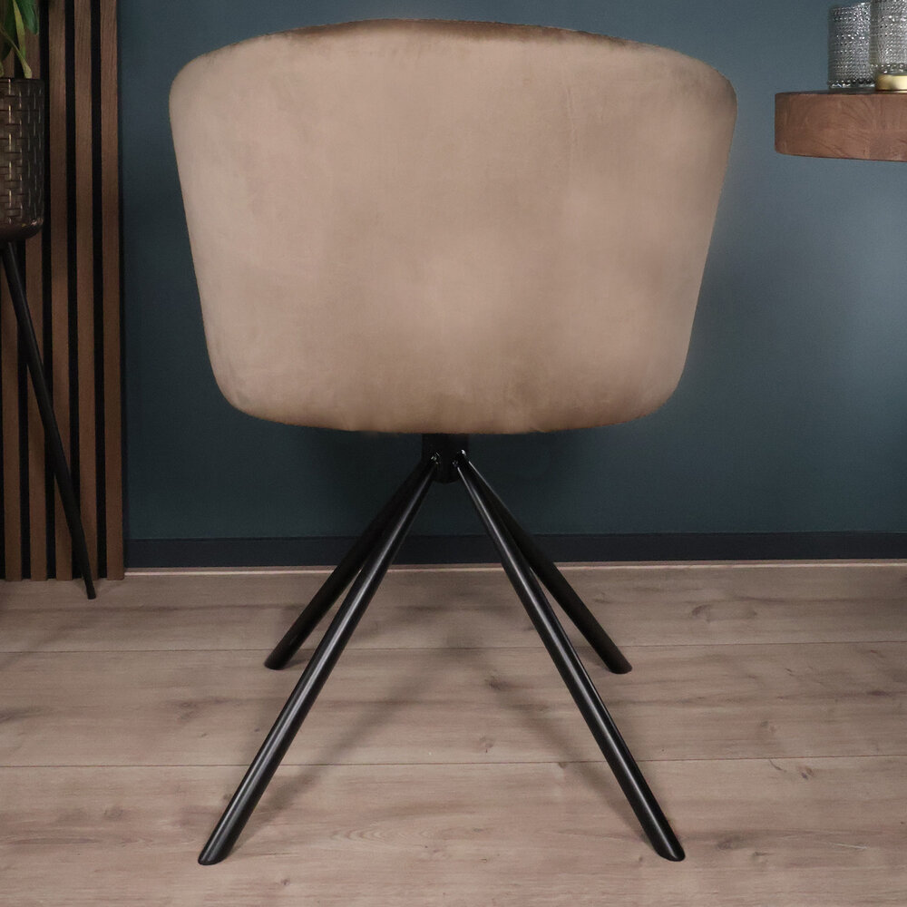 Eetkamerstoel draaibaar Willow taupe velvet eetstoel draaibare stoel Eetkamerstoel draaibaar Willow taupe velvet eetstoel draaibare stoel