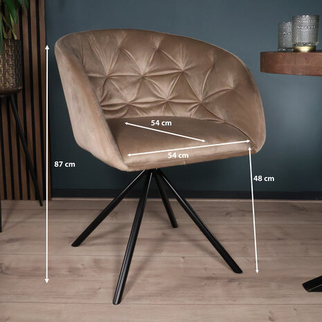 Lizzely Garden & Living Eetkamerstoel draaibaar Willow taupe velvet eetstoel draaibare stoel Lizzely Garden & Living Eetkamerstoel draaibaar Willow taupe velvet eetstoel draaibare stoel