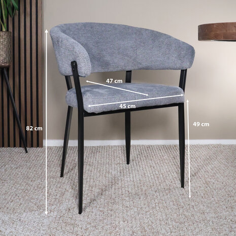 Lizzely Garden & Living Eetkamerstoel met armleuning Ziva grijs