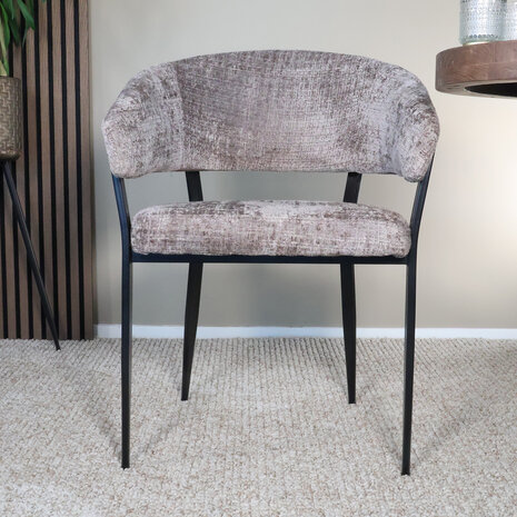 Lizzely Garden & Living Eetkamerstoel met armleuning Ziva taupe chenille Lizzely Garden & Living Eetkamerstoel met armleuning Ziva taupe chenille