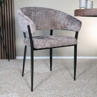 Eetkamerstoel met armleuning Ziva taupe chenille Eetkamerstoel met armleuning Ziva taupe chenille