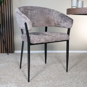 Lizzely Garden & Living Eetkamerstoel met armleuning Ziva taupe chenille Lizzely Garden & Living Eetkamerstoel met armleuning Ziva taupe chenille