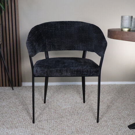 Lizzely Garden & Living Eetkamerstoel met armleuning Ziva zwart chenille Lizzely Garden & Living Eetkamerstoel met armleuning Ziva zwart chenille