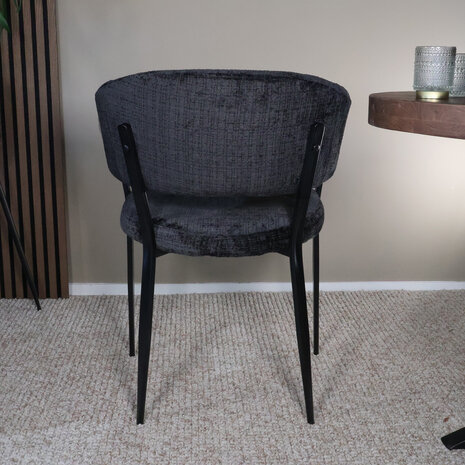 Lizzely Garden & Living Eetkamerstoel met armleuning Ziva zwart chenille Lizzely Garden & Living Eetkamerstoel met armleuning Ziva zwart chenille