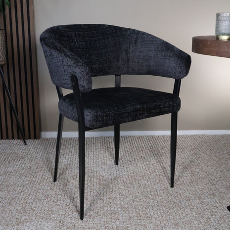 Lizzely Garden & Living Eetkamerstoel met armleuning Ziva zwart chenille Lizzely Garden & Living Eetkamerstoel met armleuning Ziva zwart chenille