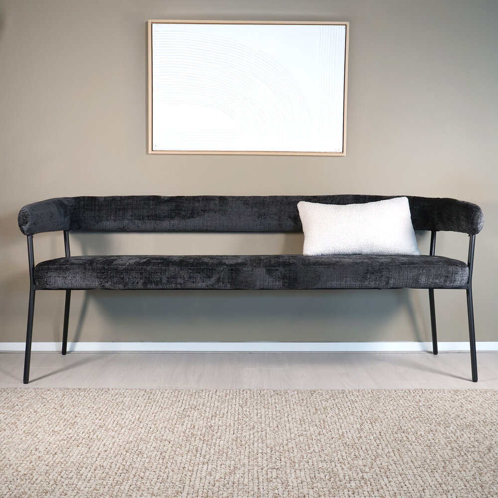 Eetkamerbank 180cm Meggie zwart chenille eetbank Eetkamerbank 180cm Meggie zwart chenille eetbank