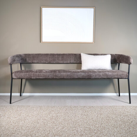 Lizzely Garden & Living Eetkamerbank 180cm Meggie taupe chenille eetbank