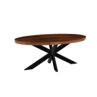 Eettafel ovaal mangohout 180cm James bruin ovale industriële tafel duurzaam mango eetkamertafel