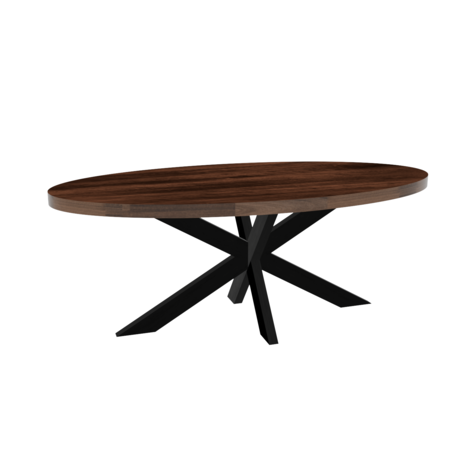 Lizzely Garden & Living Eettafel ovaal mangohout 200cm James walnoot bruin ovale industriële tafel duurzaam mango eetkamertafel Lizzely Garden & Living Eettafel ovaal mangohout 200cm James walnoot bruin ovale industriële tafel duurzaam mango eetkamertafel