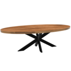 Eettafel ovaal mangohout 240cm James lichtbruin ovale industriële tafel duurzaam mango eetkamertafel