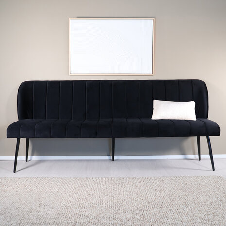 Lizzely Garden & Living Eetkamerbank 200cm Sally velvet zwart bank Lizzely Garden & Living Eetkamerbank 200cm Sally velvet zwart bank