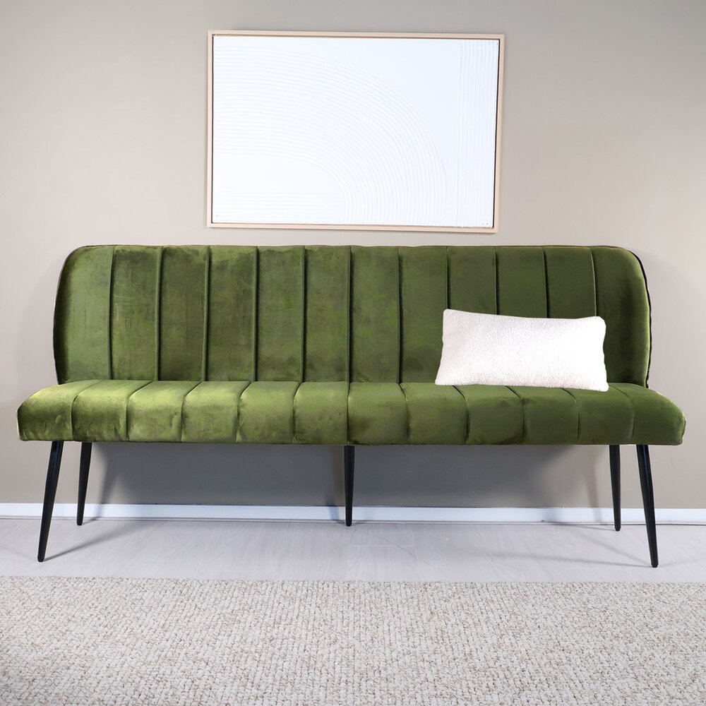 Eetkamerbank 180cm Sally velvet groen 3 zits bank Eetkamerbank 180cm Sally velvet groen 3 zits bank