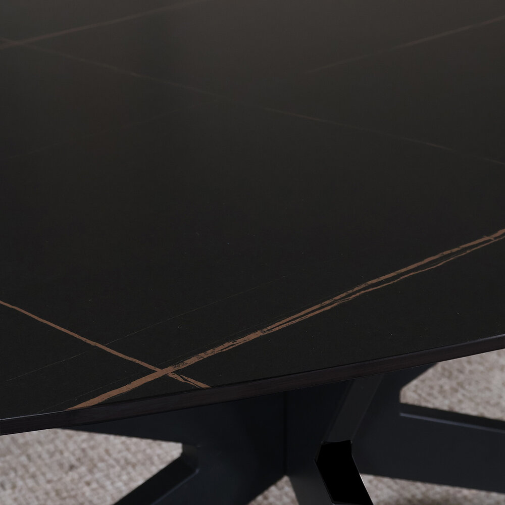 Eettafel ovaal 210cm Figo marmerlook zwart ovale tafel Eettafel ovaal 210cm Figo marmerlook zwart ovale tafel