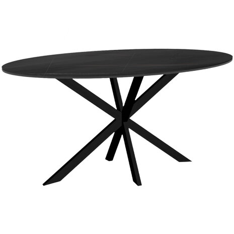 Lizzely Garden & Living Eettafel ovaal 160cm Figo marmerlook zwart ovale tafel steen