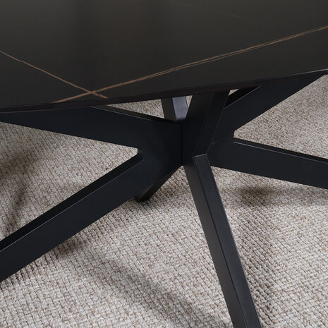 Lizzely Garden & Living Eettafel ovaal 160cm Figo marmerlook zwart ovale tafel steen