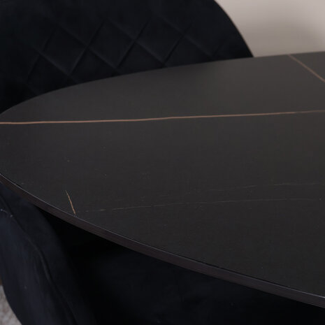 Lizzely Garden & Living Eettafel ovaal 160cm Figo marmerlook zwart ovale tafel steen