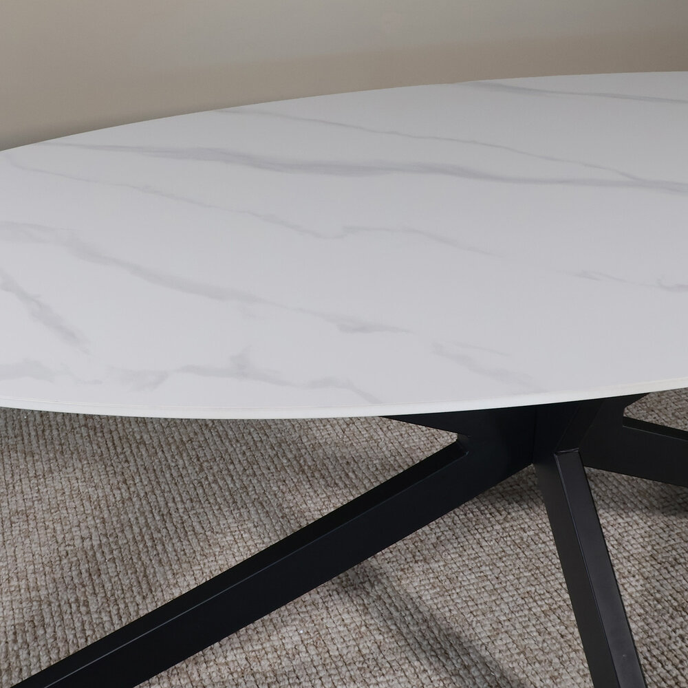 Eettafel ovaal 210cm Figo marmerlook wit ovale tafel Eettafel ovaal 210cm Figo marmerlook wit ovale tafel