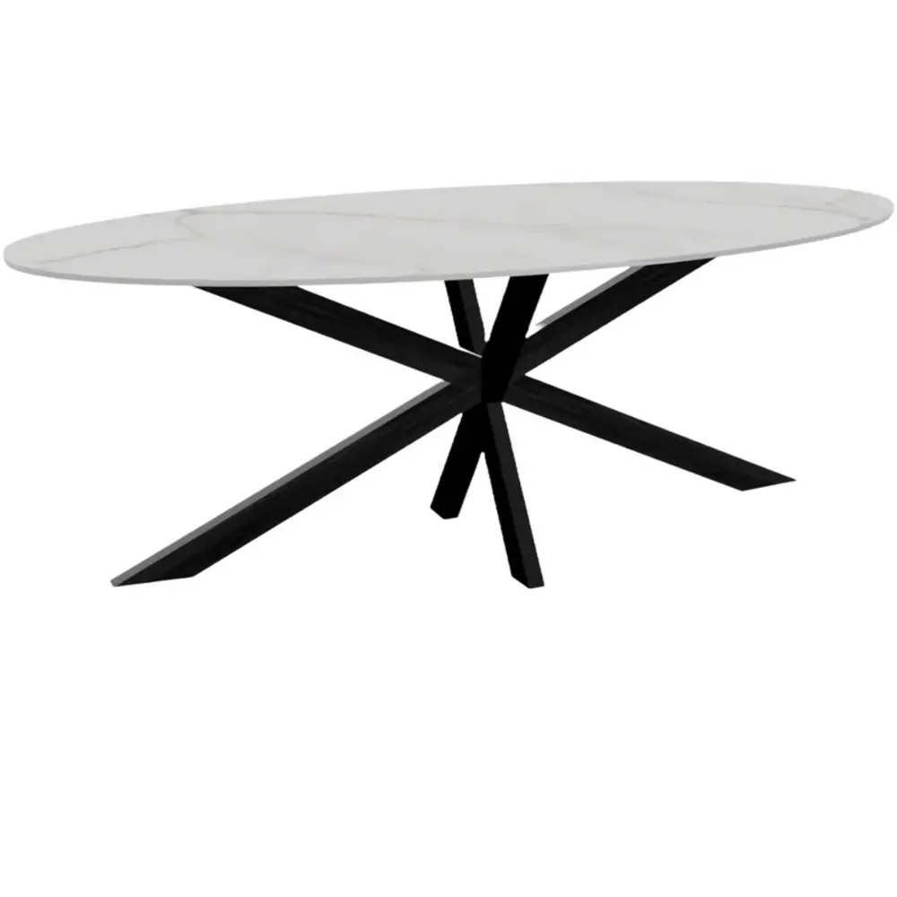 Eettafel ovaal 210cm Figo marmerlook wit ovale tafel Eettafel ovaal 210cm Figo marmerlook wit ovale tafel