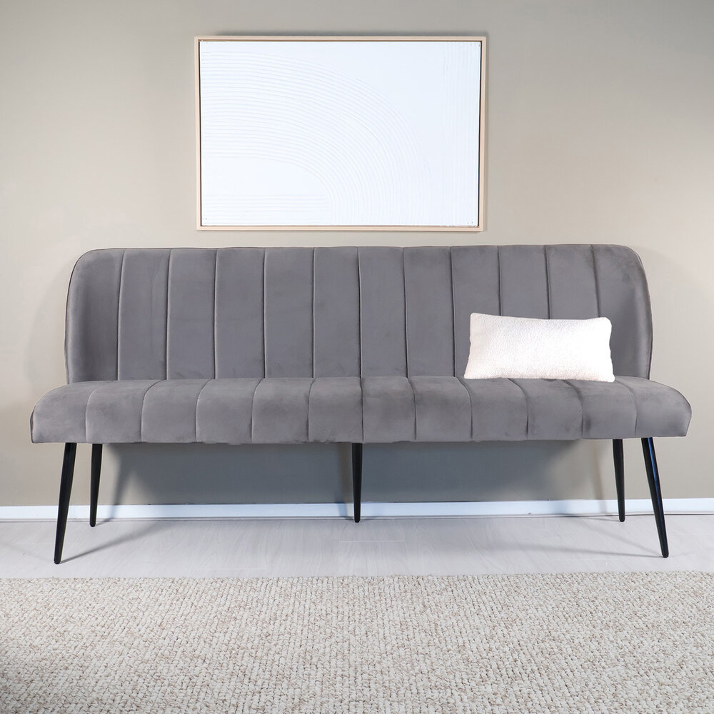 Eetkamerbank 180cm Sally velvet grijs 3 zits bank