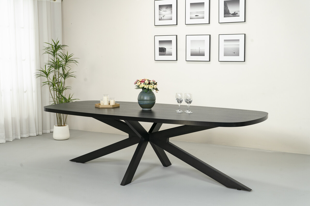 Eettafel Leco deens ovaal 270cm zwart melamine Eettafel Leco deens ovaal 270cm zwart melamine