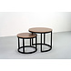 Lizzely Garden & Living Salontafel rond 2delig bruin MDF Rutger Lizzely Garden & Living Salontafel rond 2delig bruin MDF Rutger