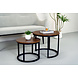 Lizzely Garden & Living Salontafel rond 2delig walnoot MDF Rutger Lizzely Garden & Living Salontafel rond 2delig walnoot MDF Rutger