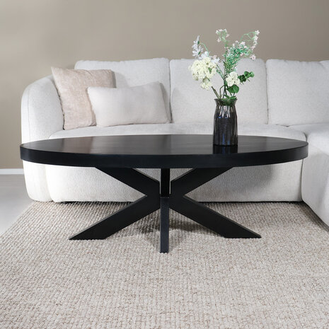 Lizzely Garden & Living Salontafel ovaal mangohout 130cm Jimmy zwart Lizzely Garden & Living Salontafel ovaal mangohout 130cm Jimmy zwart