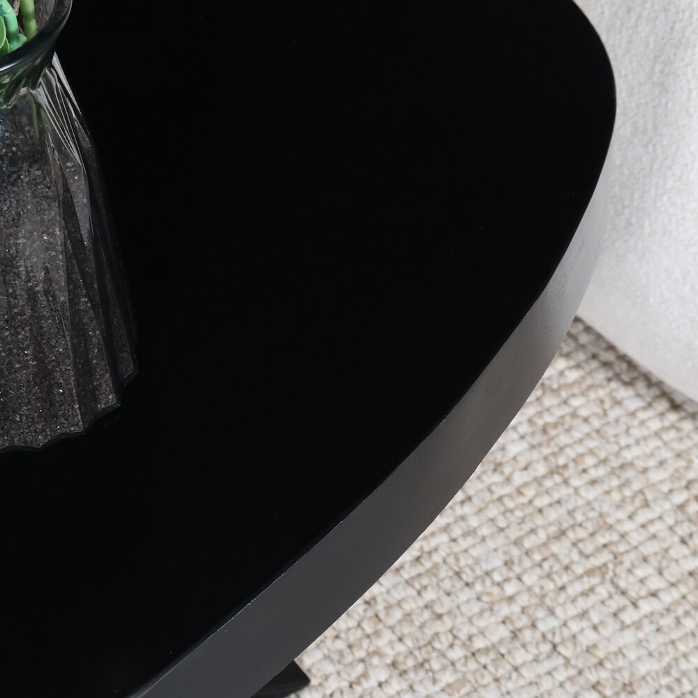 Salontafel ovaal mangohout 130cm Jimmy zwart Salontafel ovaal mangohout 130cm Jimmy zwart