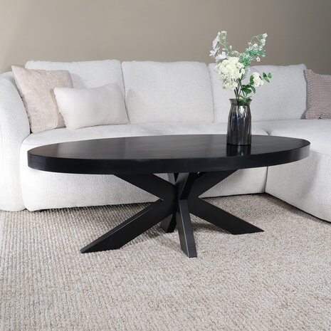 Lizzely Garden & Living Salontafel ovaal mangohout 130cm Jimmy zwart Lizzely Garden & Living Salontafel ovaal mangohout 130cm Jimmy zwart