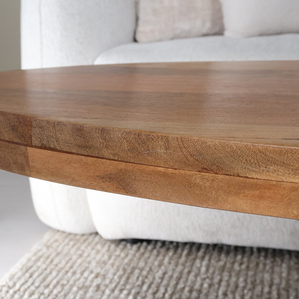 Salontafel ovaal mangohout 130cm Jimmy lichtbruin Salontafel ovaal mangohout 130cm Jimmy lichtbruin