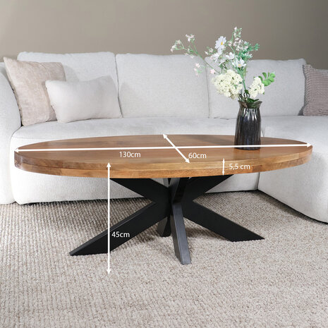 Lizzely Garden & Living Salontafel ovaal mangohout 130cm Jimmy lichtbruin Lizzely Garden & Living Salontafel ovaal mangohout 130cm Jimmy lichtbruin