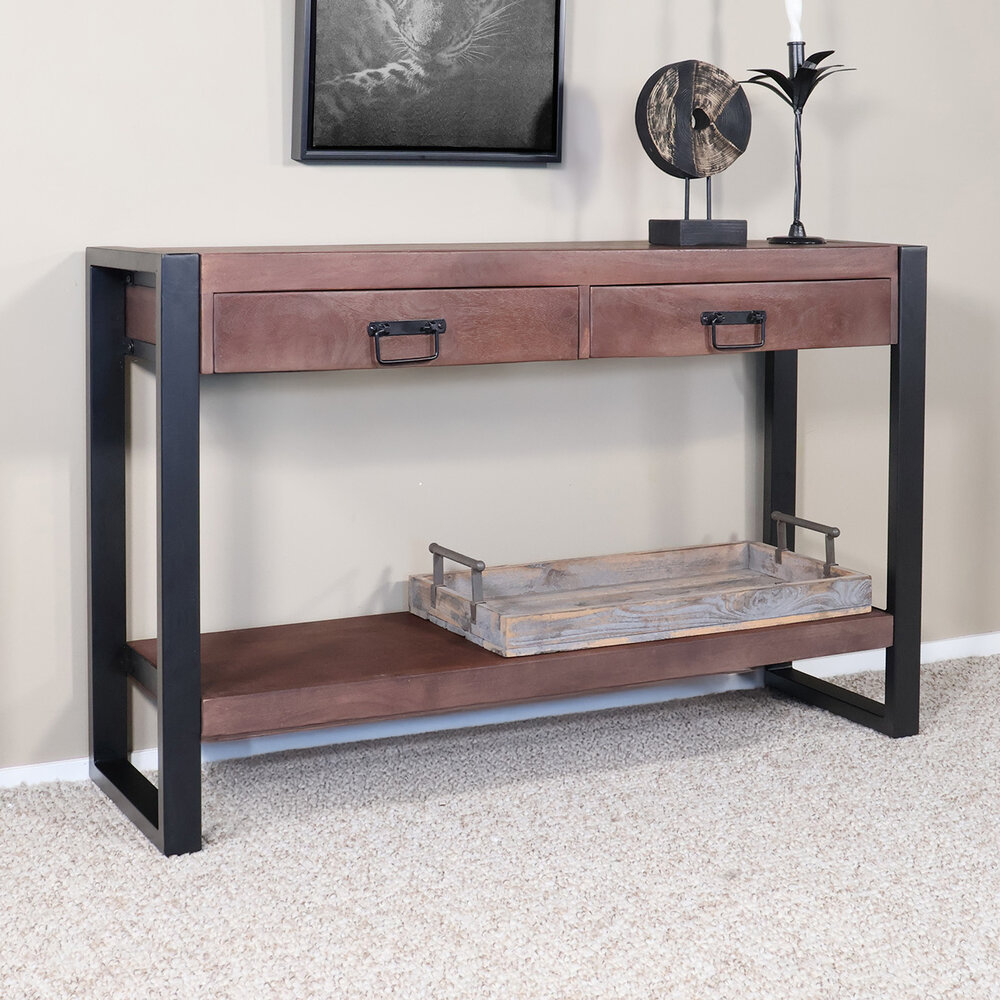 Bijzettafel 120cm mangohout Vera walnoot Bijzettafel 120cm mangohout Vera walnoot