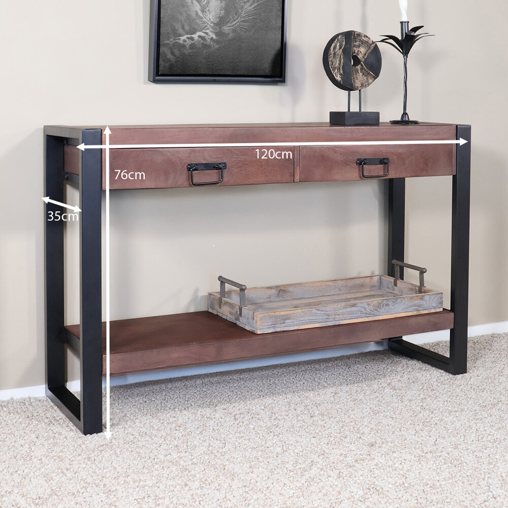 Bijzettafel 120cm mangohout Vera walnoot Bijzettafel 120cm mangohout Vera walnoot