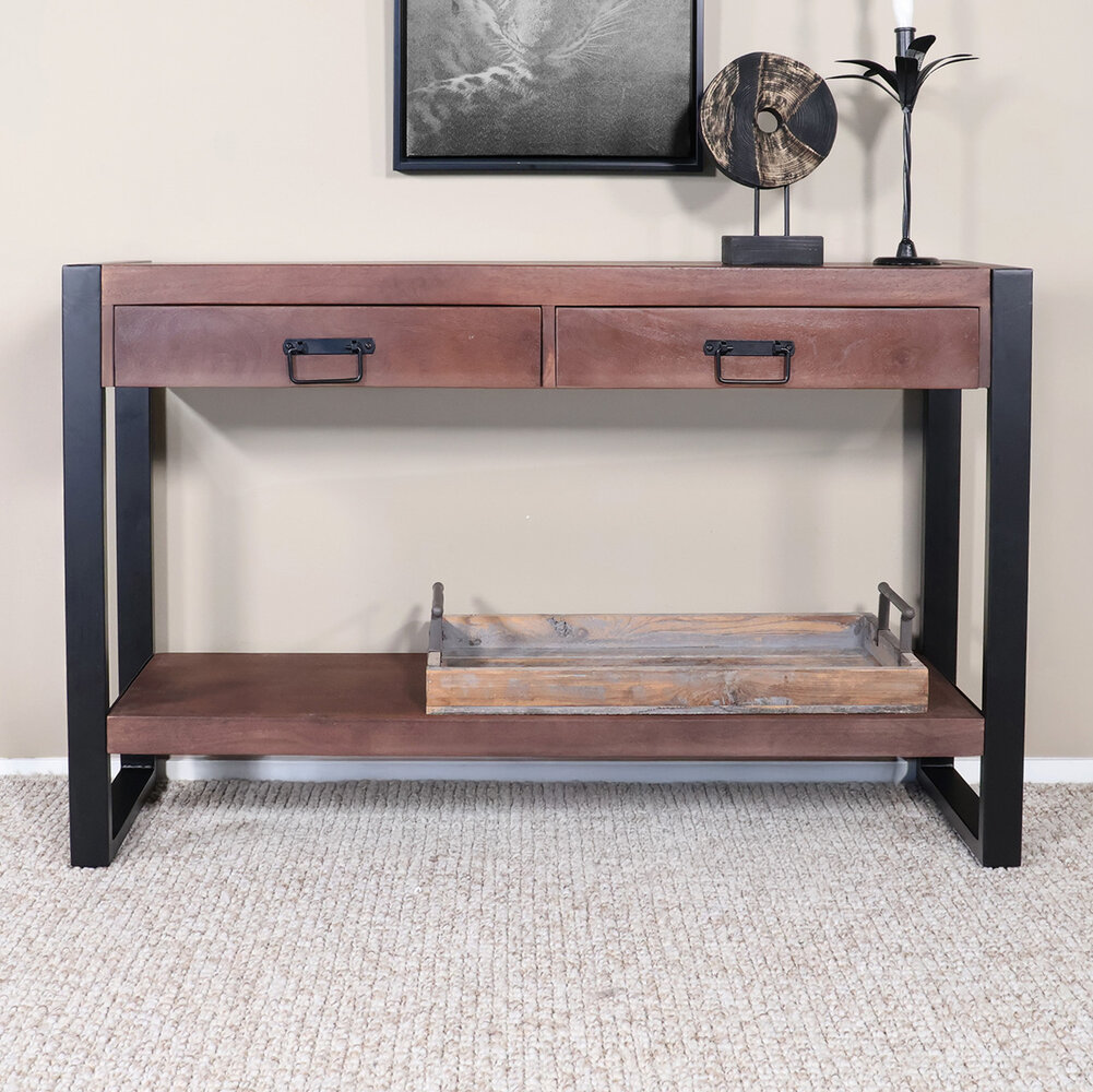 Bijzettafel 120cm mangohout Vera walnoot Bijzettafel 120cm mangohout Vera walnoot