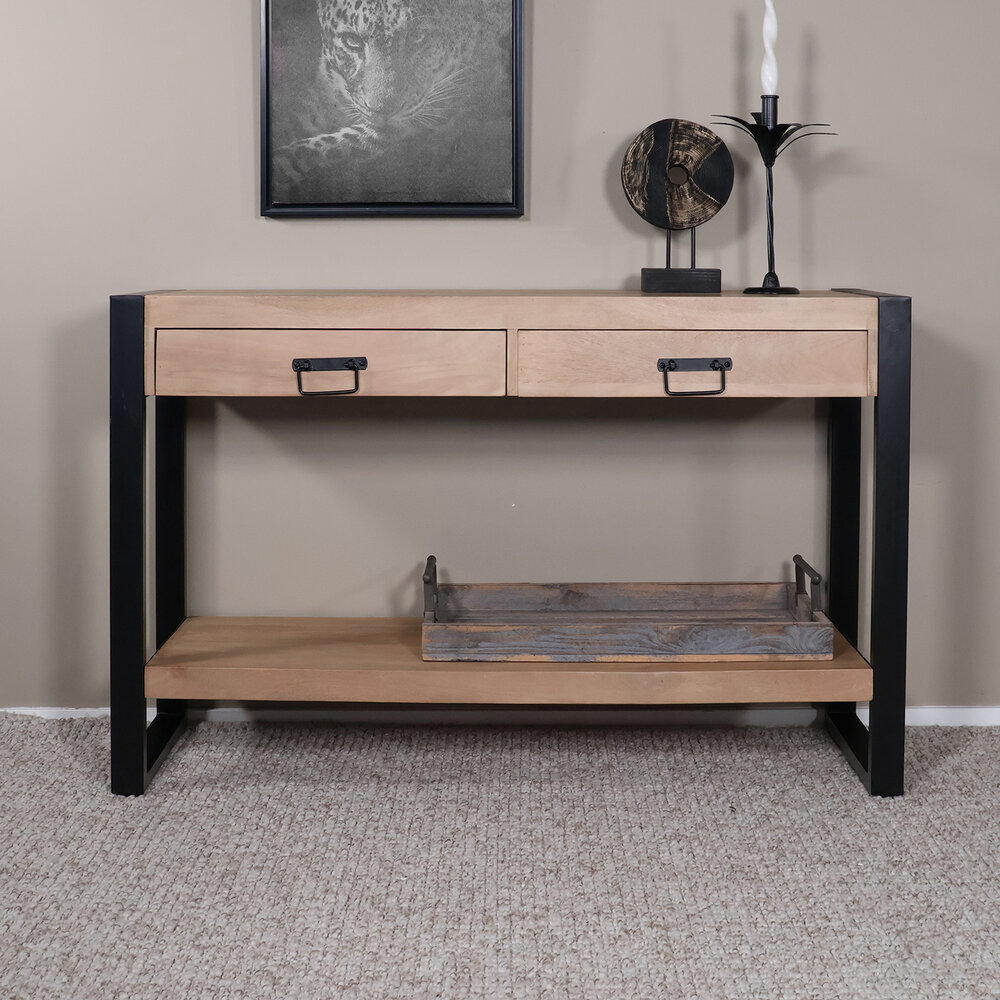 Bijzettafel 120cm mangohout Vera lichtbruin