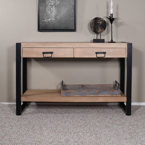 Lizzely Garden & Living Bijzettafel 120cm mangohout Vera lichtbruin