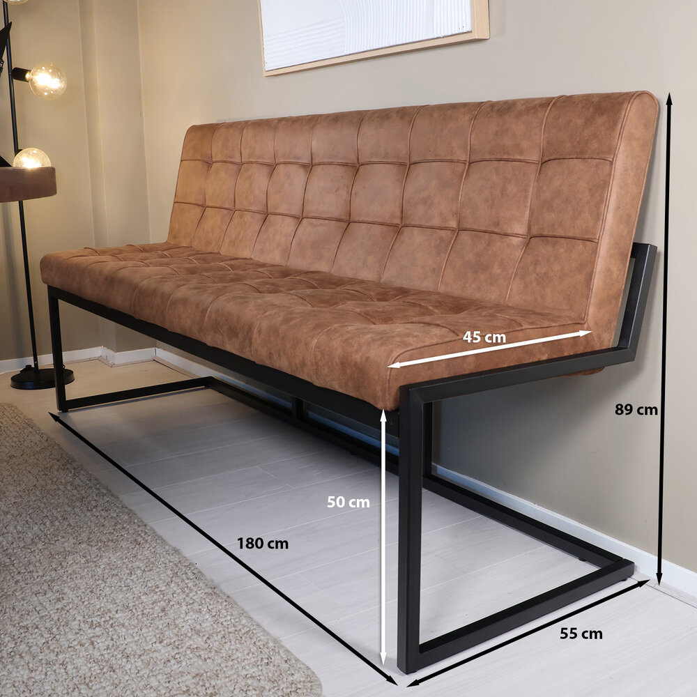 Eetkamerbank 180cm Vito bruin microvezel Eetkamerbank 180cm Vito bruin microvezel